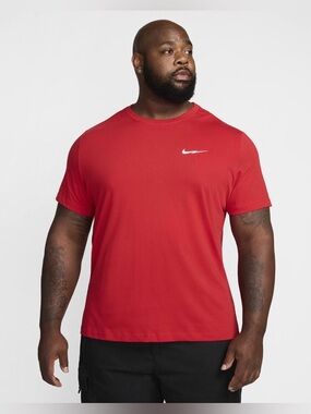 Nike Red Short-Sleeve Crew Neck Tee with White Swoosh